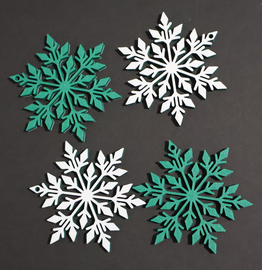Christmas Ornaments - Mistletoe/White Snowflakes | 3D printed