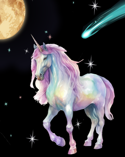 Metal Art Print in Matte Unicorn in Space