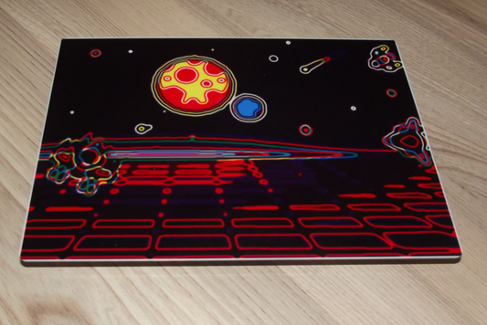 Metal Art Print in Gloss Neon Space Scene