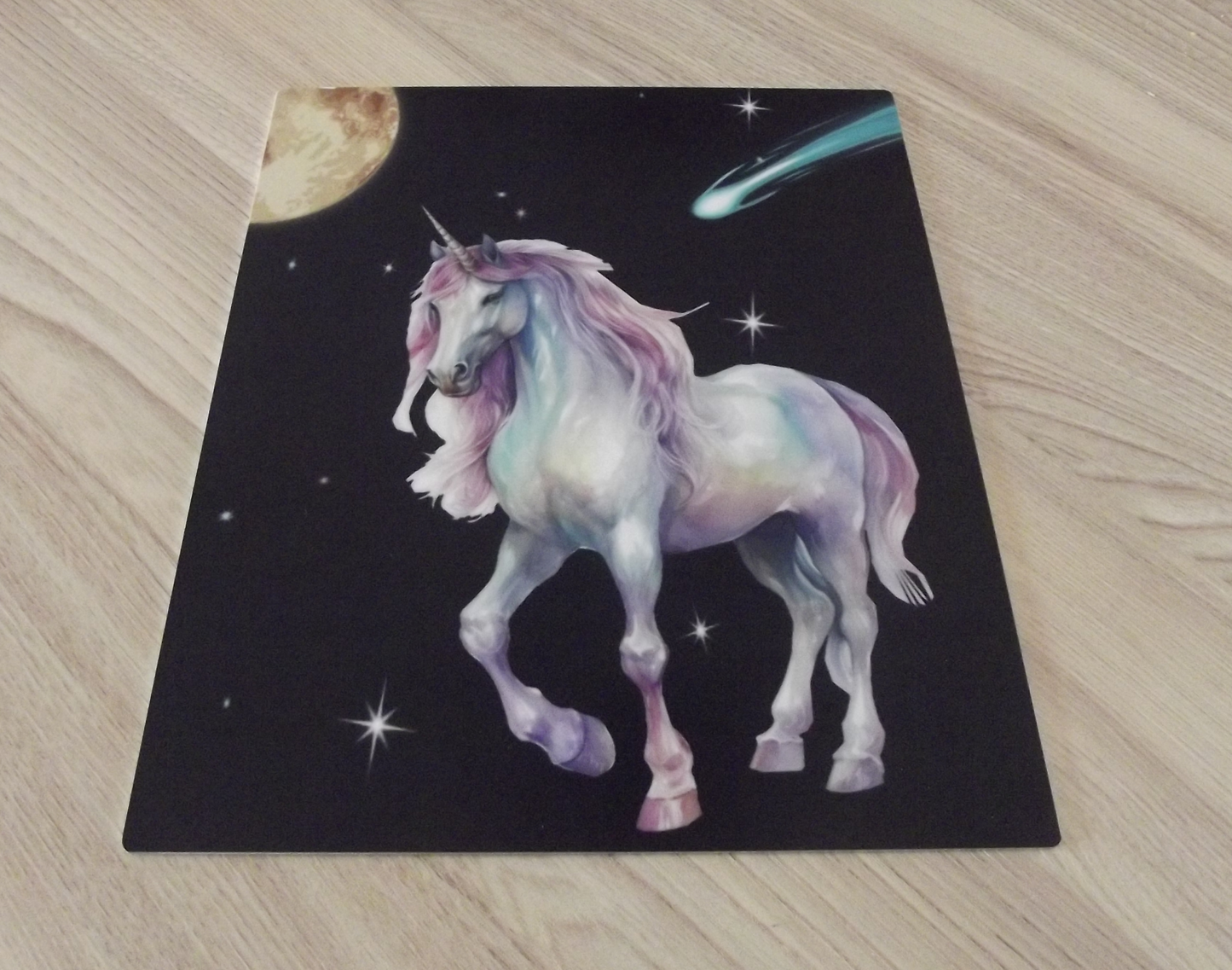 Metal Art Print in Matte Unicorn in Space