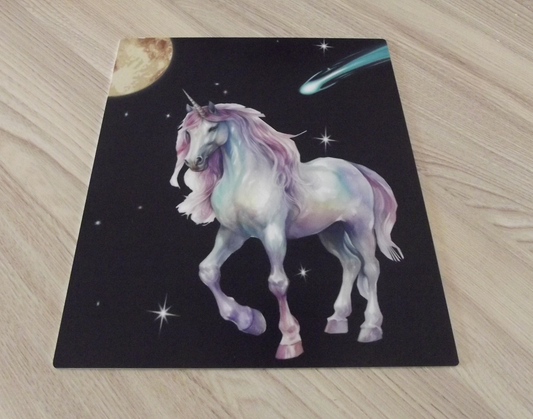 Metal Art Print in Matte Unicorn in Space