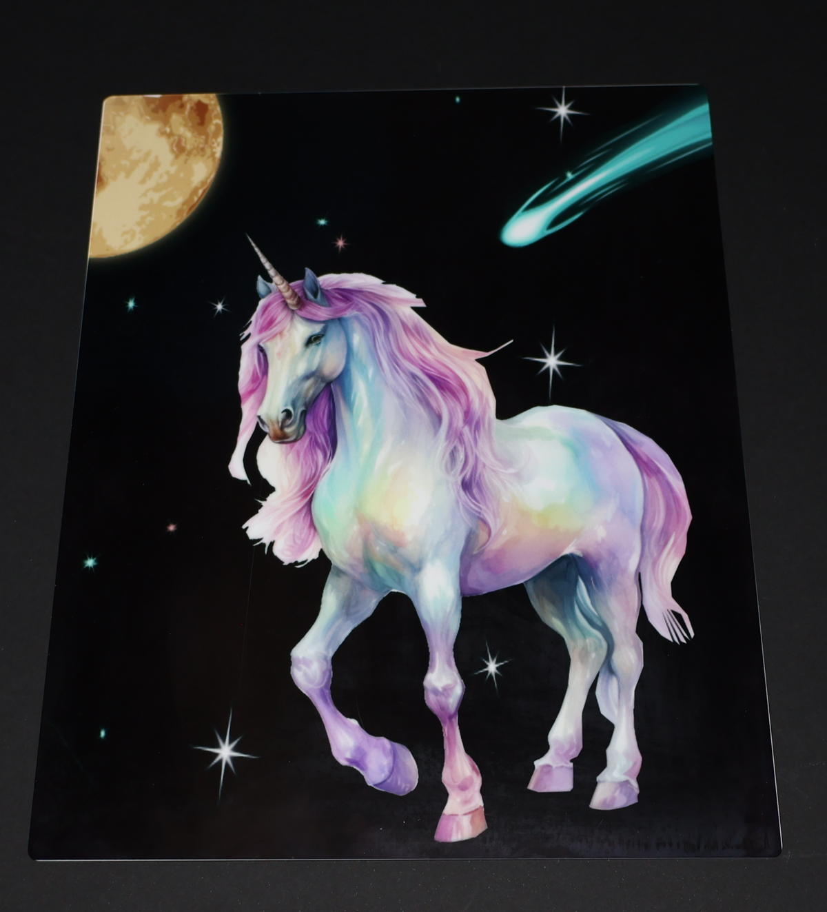 Metal Art Print in Matte Unicorn in Space