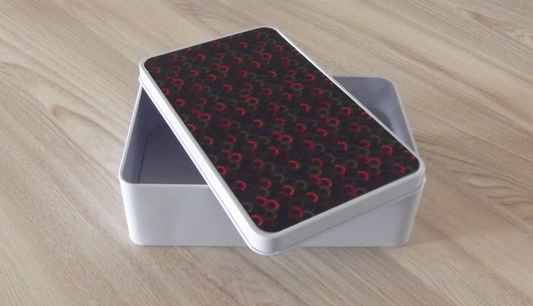 Storage tin with Mosaic Fabric pattern on lid