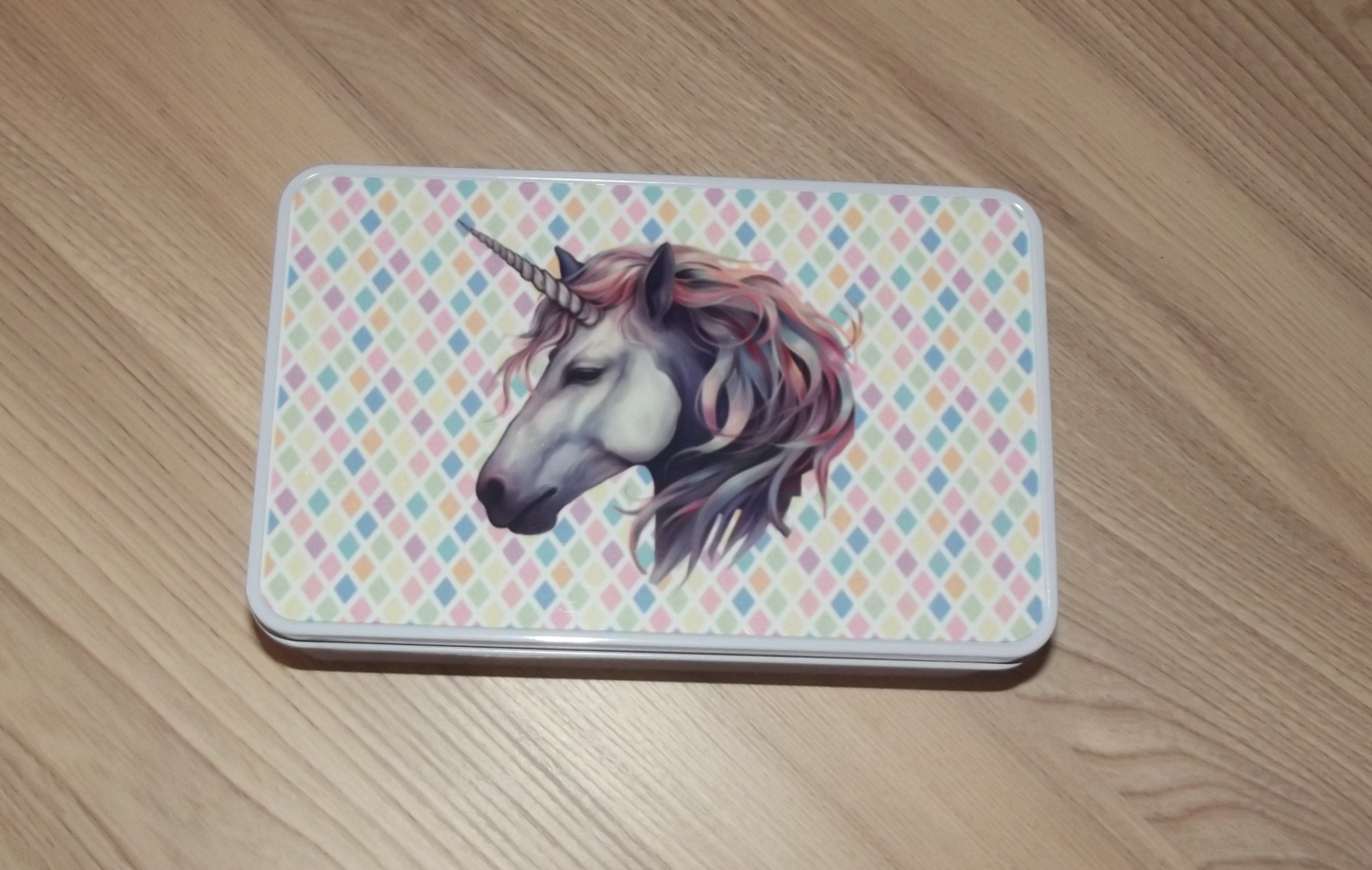 Storage tin with Unicorn on lid
