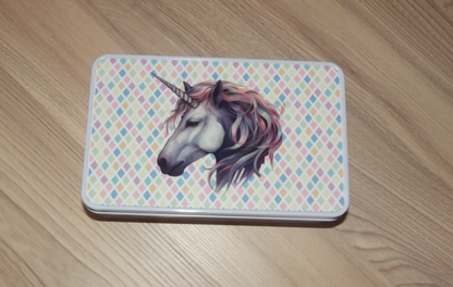 Storage tin with Unicorn on lid