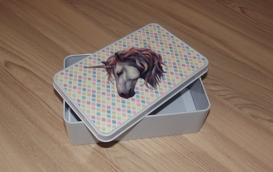 Storage tin with Unicorn on lid