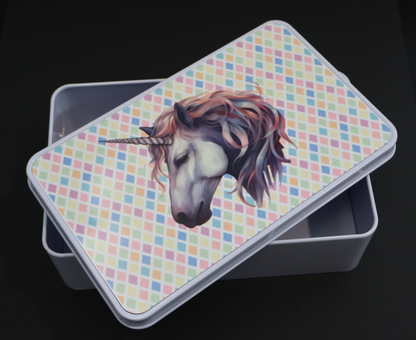 Storage tin with Unicorn on lid